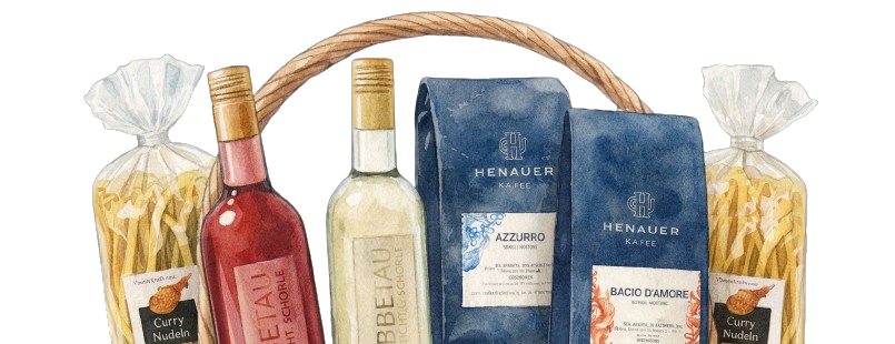 Produkte aus dem Hofladen und Onlineshop vom Lindenhof in Buchberg liebevoll im Korb arrangiert